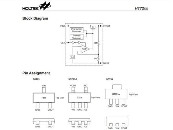 Holtek HT72xx Series 300mA TinyPowerTM LDO