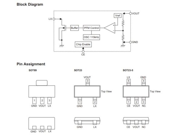 Holtek HT77xx PFM Asynchronous Step-up DC to DC Converter (100mA)